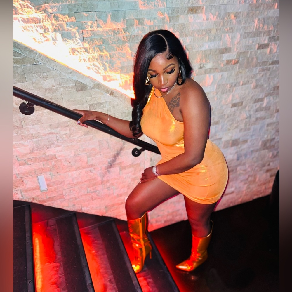 Orange Metallic Dress